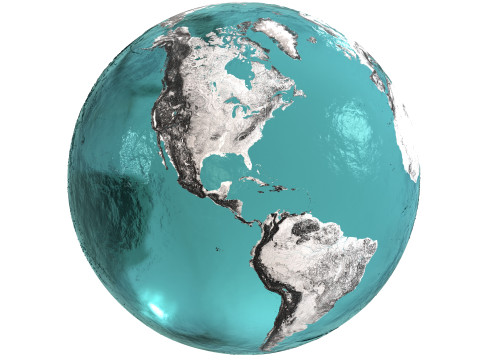 Earth Water 3D Globe Contours Full 3D Model