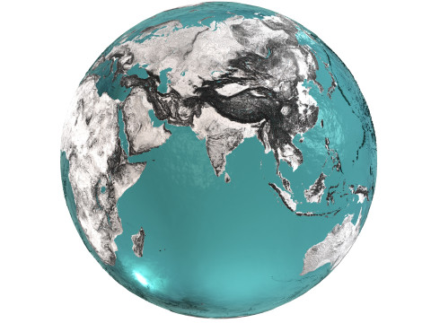 Earth Water 3D Globe Contours Full 3D Model