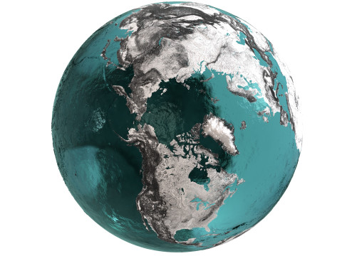 Earth Water 3D Globe Contours Full 3D Model
