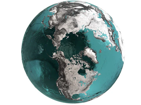 Earth Water 3D Globe Contours Full 3D Model