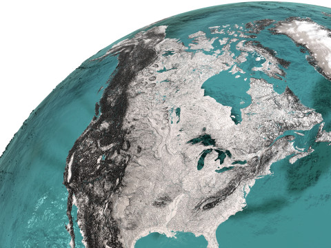 Earth Water 3D Globe Contours Full 3D Model
