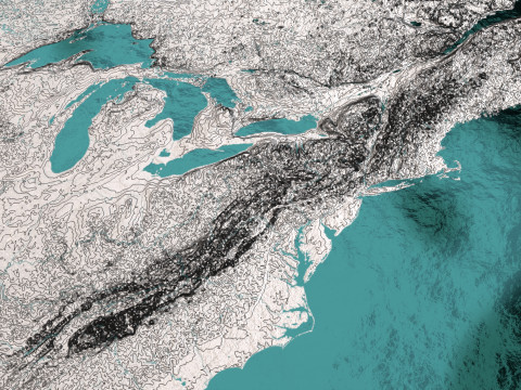 Earth Water 3D Globe Contours Full 3D Model