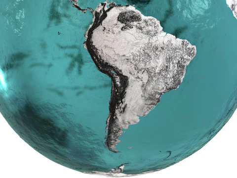 Earth Water 3D Globe Contours Full 3D Model