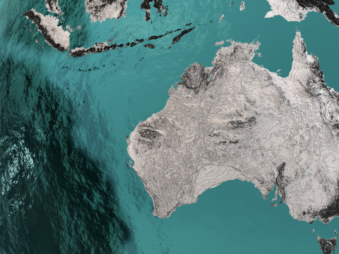Earth Water 3D Globe Contours Full 3D Model