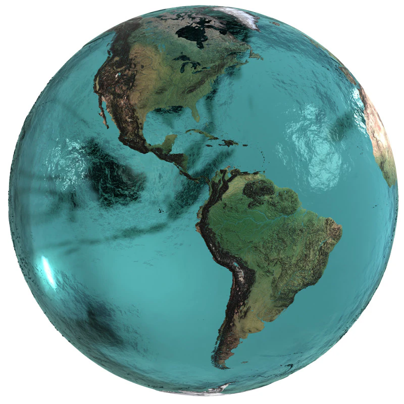 Earth Water 3D Globe Contours Map 3D Model .c4d .max .obj .3ds .fbx .stl .blend