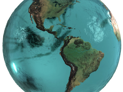 Earth Water 3D Globe Contours Map 3D Model