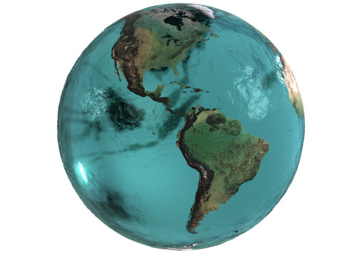 Earth Water 3D Globe Contours Map 3D Model