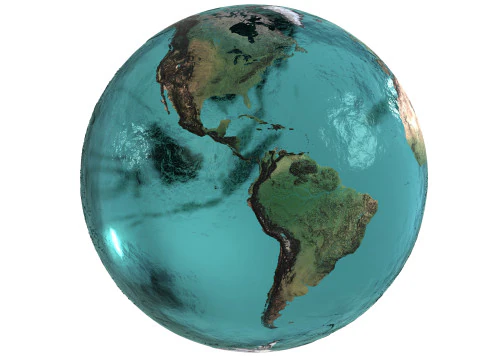 Earth Water 3D Globe Contours Map 3D Model