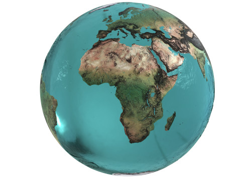 Earth Water 3D Globe Contours Map 3D Model