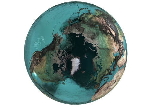 Earth Water 3D Globe Contours Map 3D Model