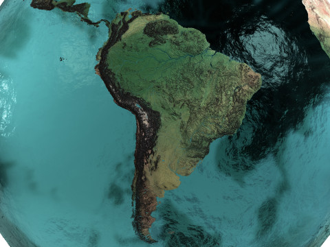 Earth Water 3D Globe Contours Map 3D Model