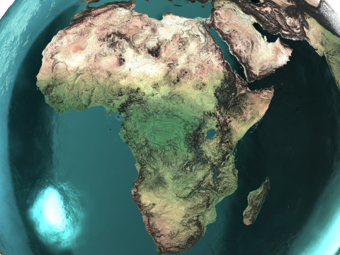 Earth Water 3D Globe Contours Map 3D Model
