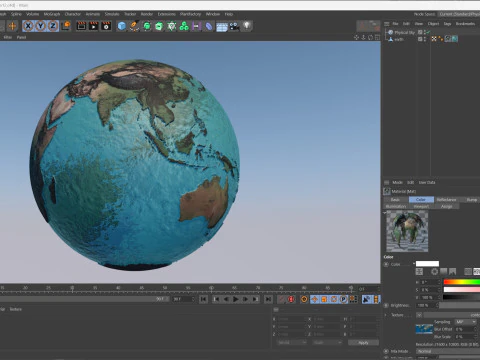 Earth Water 3D Globe Contours Map 3D Model