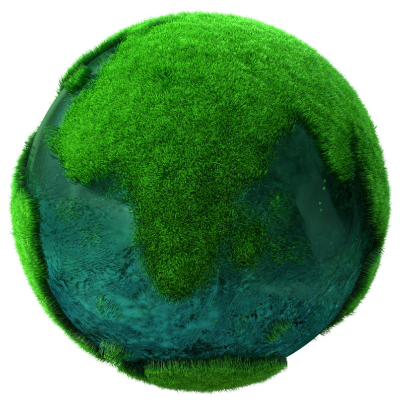 Earth Water Globe Grass 3D Model .c4d .max .obj .3ds .fbx .stl .blend