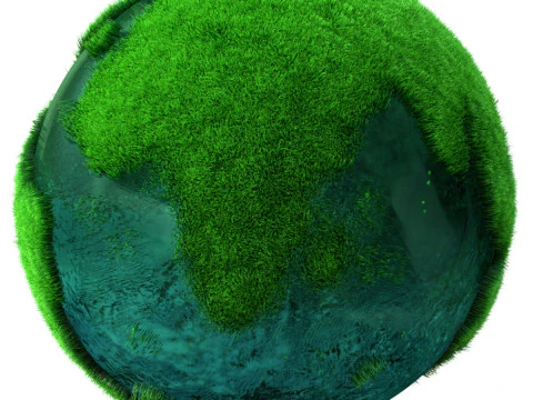 Earth Water Globe Grass 3D Model