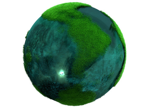 Earth Water Globe Grass 3D Model