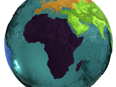 Earth Water 3D Globe Continents 3D Model