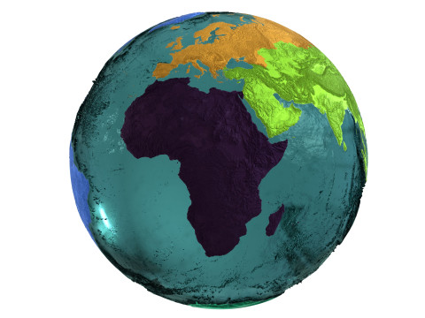 Earth Water 3D Globe Continents 3D Model