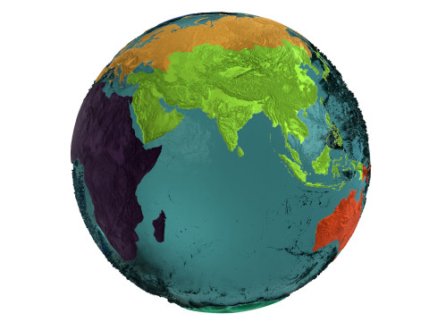 Earth Water 3D Globe Continents 3D Model