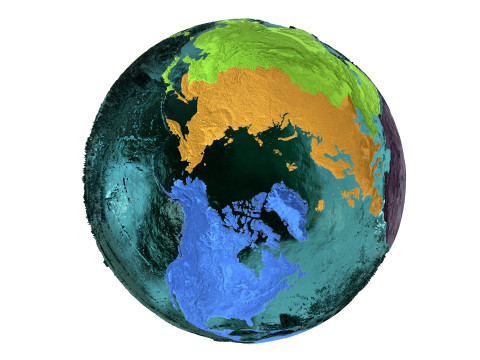 Earth Water 3D Globe Continents 3D Model