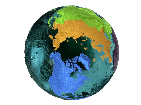 Earth Water 3D Globe Continents 3D Model