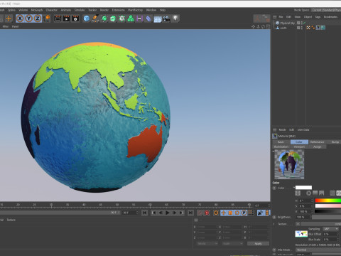 Earth Water 3D Globe Continents 3D Model