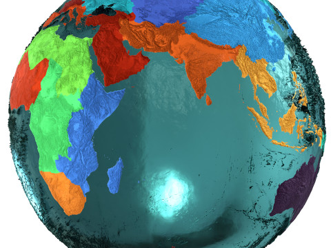 Earth Water 3D Globe Regions 3D Model