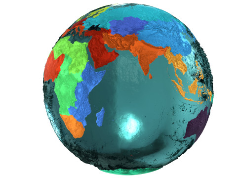Earth Water 3D Globe Regions 3D Model