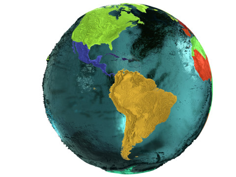 Earth Water 3D Globe Regions 3D Model