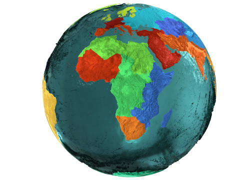 Earth Water 3D Globe Regions 3D Model