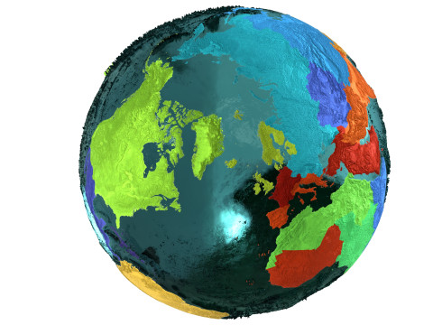 Earth Water 3D Globe Regions 3D Model