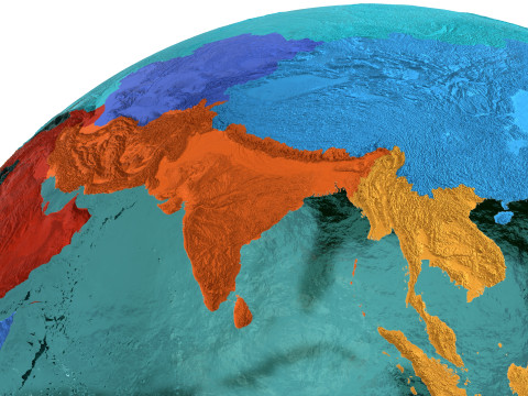 Earth Water 3D Globe Regions 3D Model