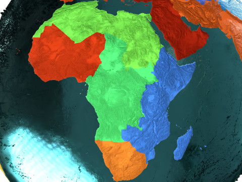 Earth Water 3D Globe Regions 3D Model
