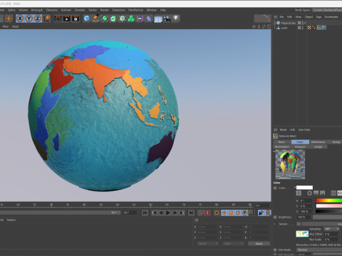 Earth Water 3D Globe Regions 3D Model