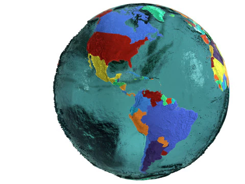 Earth Water 3D Globe Countries 3D Model