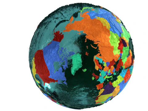 Earth Water 3D Globe Countries 3D Model