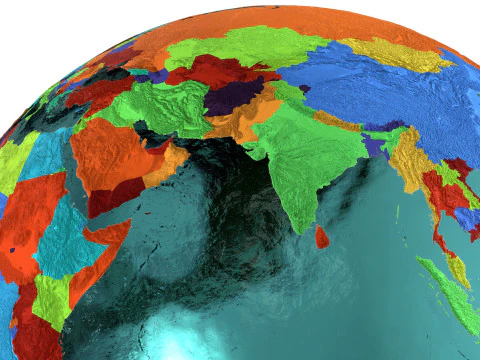 Earth Water 3D Globe Countries 3D Model