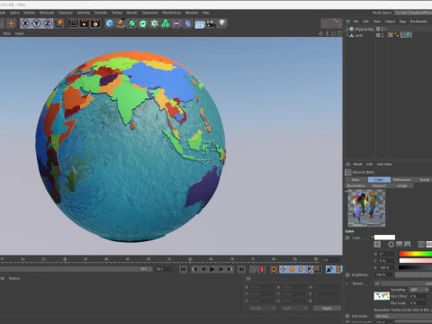 Earth Water 3D Globe Countries 3D Model