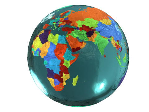 Earth Water 3D Globe Countries with Names 3D Model