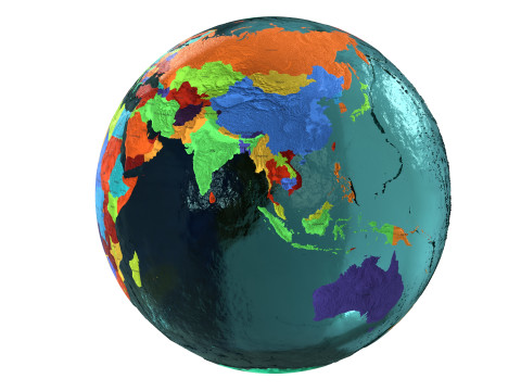 Earth Water 3D Globe Countries with Names 3D Model