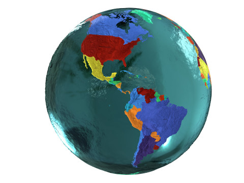Earth Water 3D Globe Countries with Names 3D Model