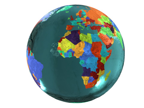 Earth Water 3D Globe Countries with Names 3D Model