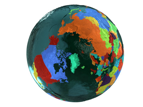 Earth Water 3D Globe Countries with Names 3D Model