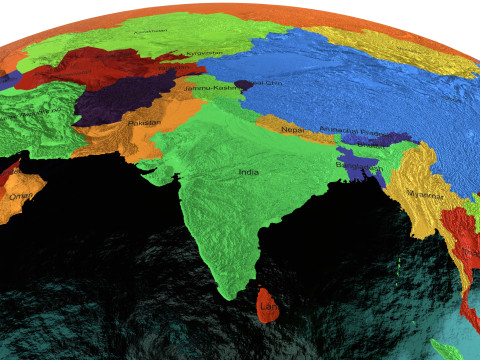 Earth Water 3D Globe Countries with Names 3D Model