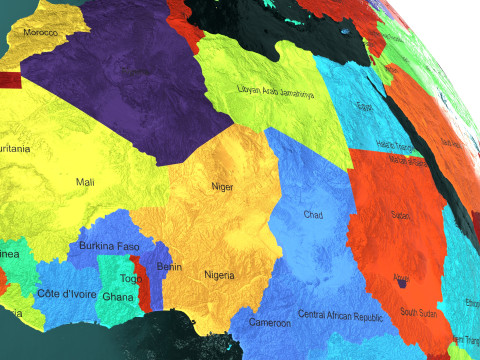 Earth Water 3D Globe Countries with Names 3D Model