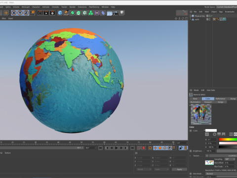 Earth Water 3D Globe Countries with Names 3D Model