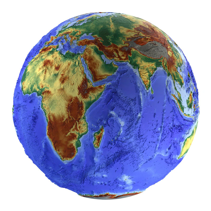 Earth Shaded Natural Globe 3D Model .c4d .max .obj .3ds .fbx .stl .blend 