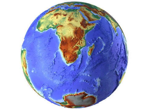 Earth Shaded Natural Globe 3D Model