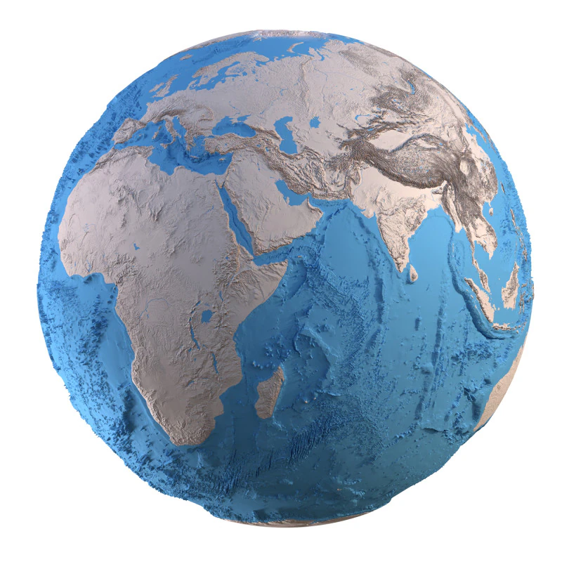 Earth Clay Shaded Globe 3D Model .c4d .max .obj .3ds .fbx .stl .blend