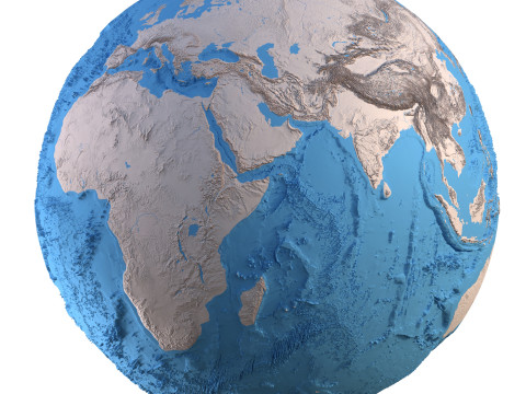 Earth Clay Shaded Globe 3D Model